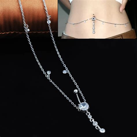 belly piercing waist chain|belly button piercing with chain.